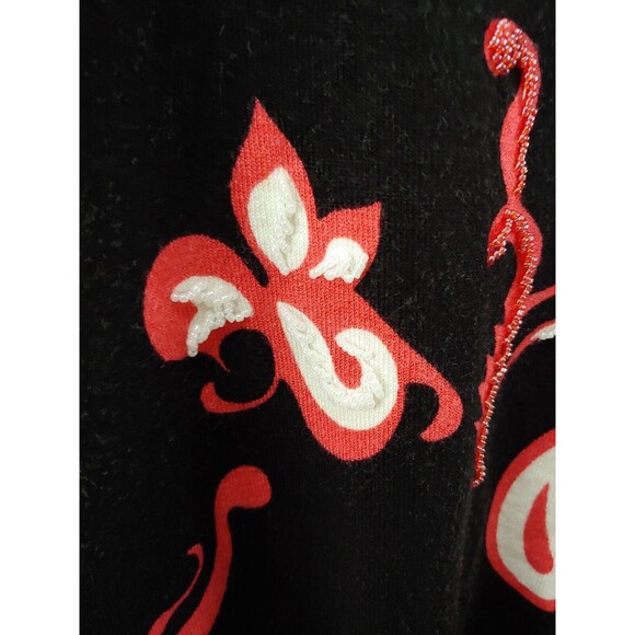 Pierre New York Womens Sweater Top 2X Floral Paisley Black Pink Pullover - Picture 2 of 8